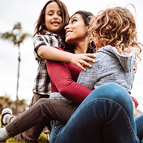 Mother with her two daughters